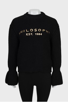 Wool sweater with text print
