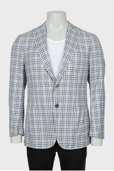 Men's Checkered Fitted Blazer