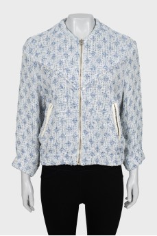 Cropped bomber jacket with silver zipper