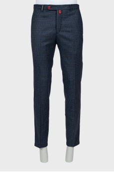 Men's wool trousers with check print