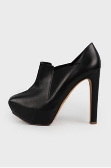 Black smooth leather ankle boots