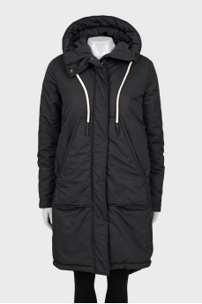 Black parka with hood