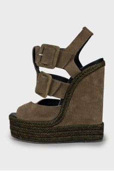High wedge suede sandals