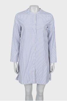 Blue striped shirt dress