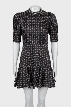 Printed dress with puff sleeves