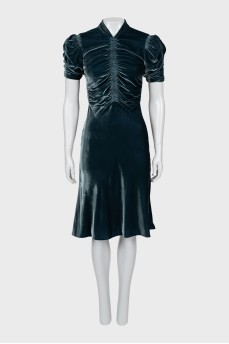 Velour dress with draping