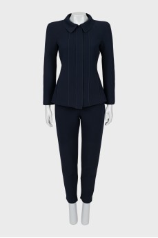 Blue suit with relief seams