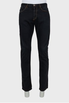 Men's black jeans with contrast seams