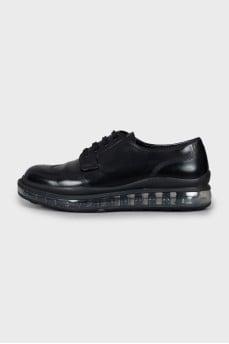 Men's leather shoes with transparent soles