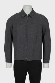 Men's Grey Bomber Jacket With Collar