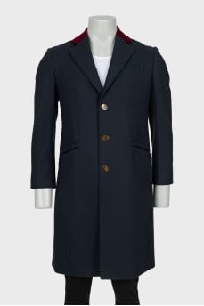 Men's coat with velour collar