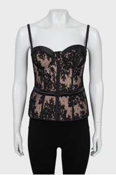 Corset with straps and lace