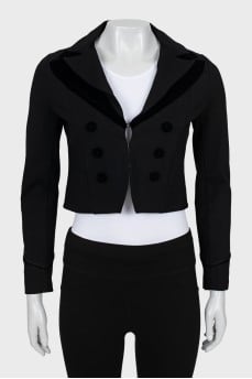 Cropped jacket with velour inserts