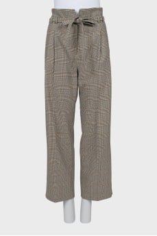 Plaid high waist trousers