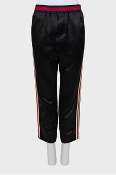Men's satin trousers with stripes
