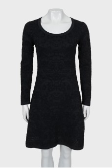 Dress with textured pattern, fitted cut