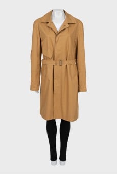 Brown trench coat with belt