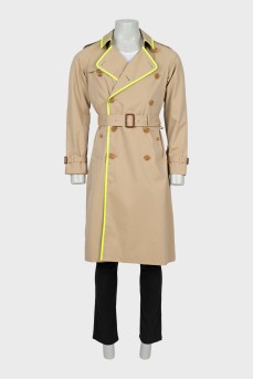 Men's trench coat with contrasting inserts