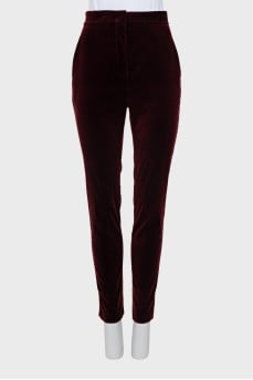 Velour tapered trousers