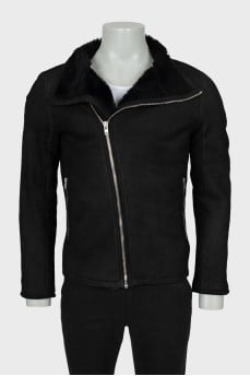 Men's sheepskin coat with pockets
