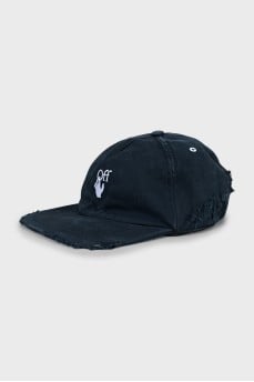 Denim cap with tag