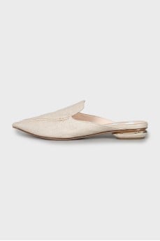 Woven straw mules