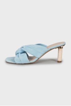 Blue suede sandals