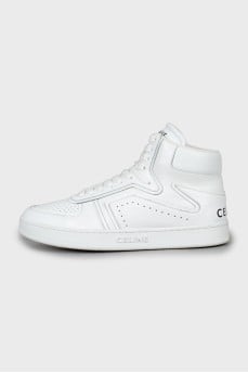 Leather high-top sneakers with brand logo