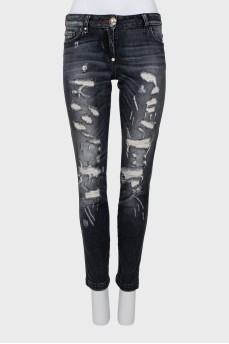 Black ripped skinny fit jeans