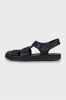 Black leather sandals