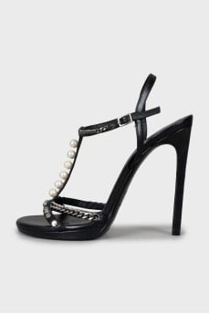 Decorated high heel sandals