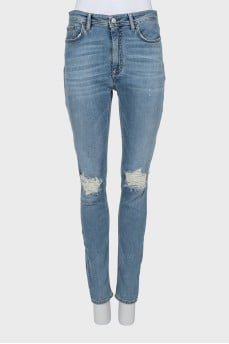 Blue Skinny Jeans with Ripped Effect