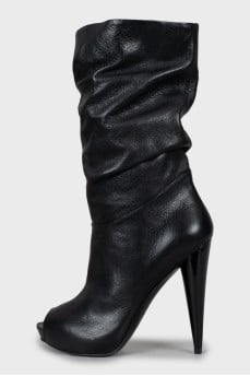 Leather boots with open toe