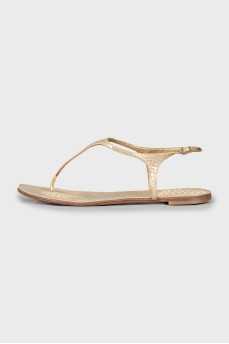 Gold embossed leather sandals