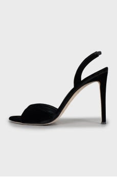 Velour high heel sandals