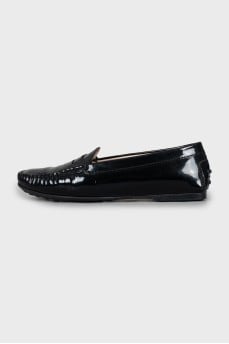 Black patent leather loafers