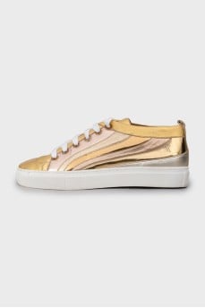Gold leather sneakers