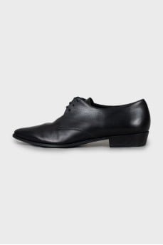 Black leather derby shoes