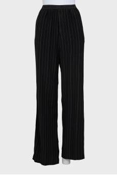 Striped palazzo pants with elastic waistband