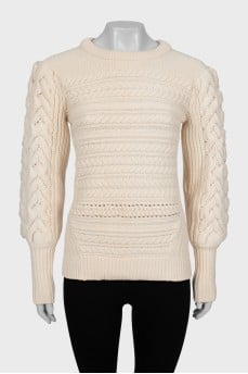 Textured sweater with voluminous sleeves