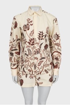 Printed suit of shirt and shorts