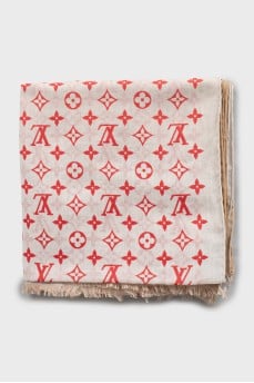 Scarf with fringe in gradient print