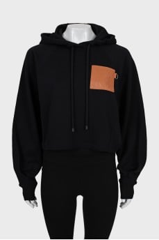 Cropped hoodie with embossed print
