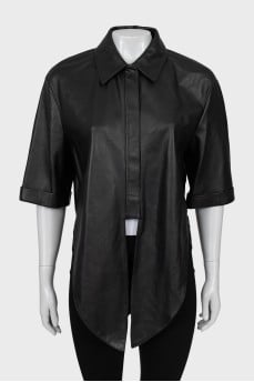 Leather shirt with ties