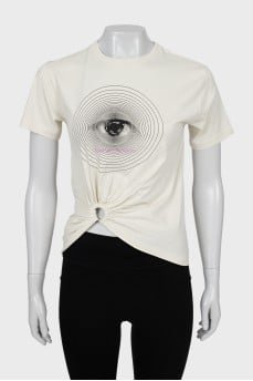 T-shirt with print and drape