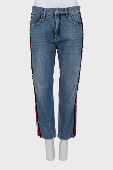Tapered jeans with stripes