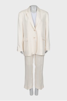 White suit with flared trousers