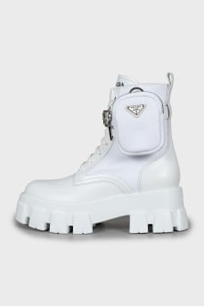 Monolith white leather boots