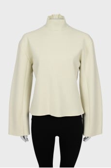 Cashmere sweater with voluminous sleeves