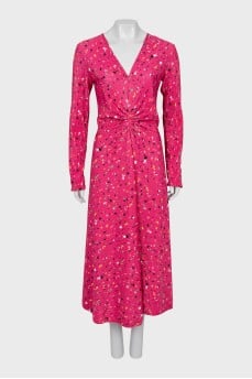 Pleated Print Dress